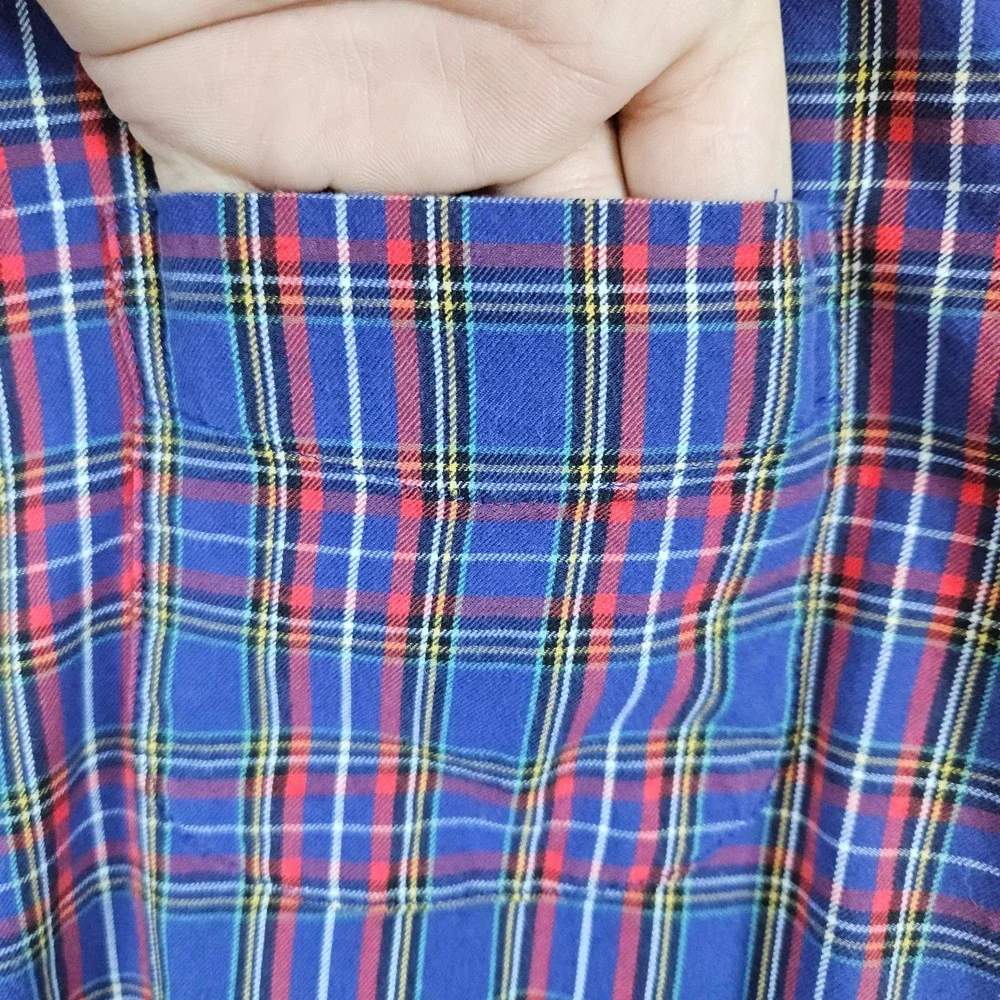 J Crew Men's Blue & Red Plaid Brushed Twill Shirt Size M Slim Fit‎ 100% Cotton